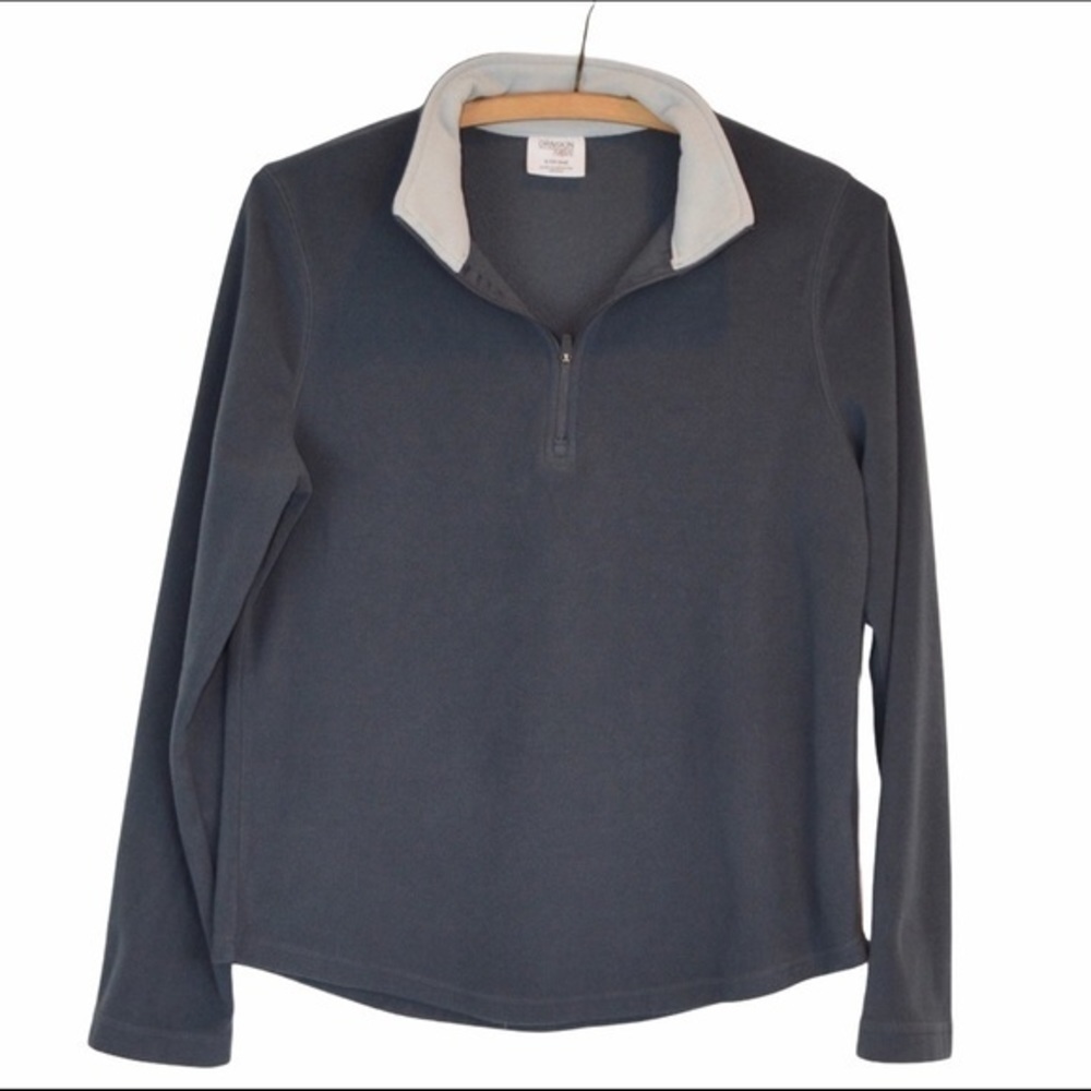 Danskin Quarter Zip Gray Microfleece Pullover | Small, Lightweight